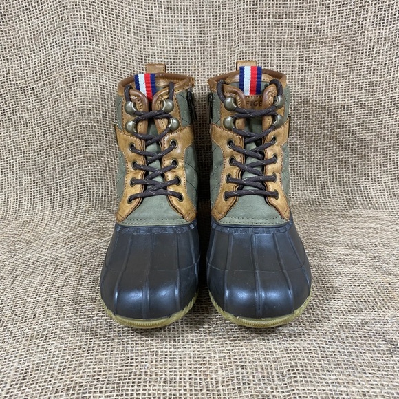 Tommy Hilfiger Boot Duck Top Sider Waterproof Green Brown Women's Size 6 - Picture 5 of 8